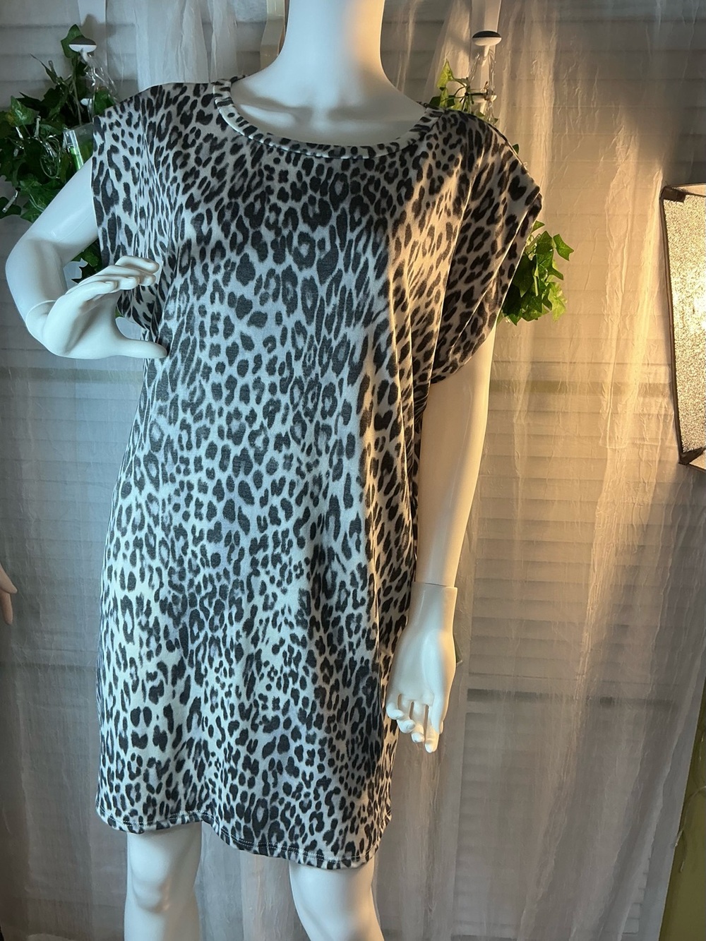 a.gain Black & Cream/beige Leopard Print dress W/pockets
